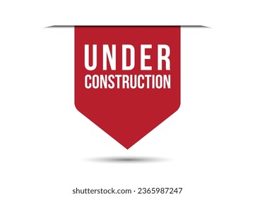 under construction red banner design vector illustration