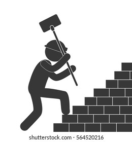 under construction related pictogram image vector illustration design 