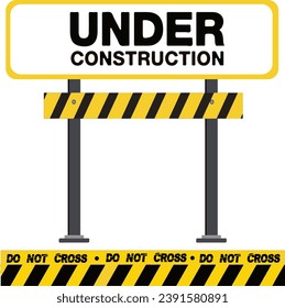 Under construction road sign. Do not Cross Under Construction Road Block