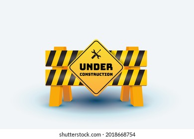 under construction road sign  symbol with shadow isolated on background  vector illustration