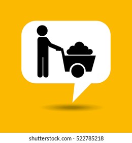 under construction road sign wheelbarrow vector illustration eps 10