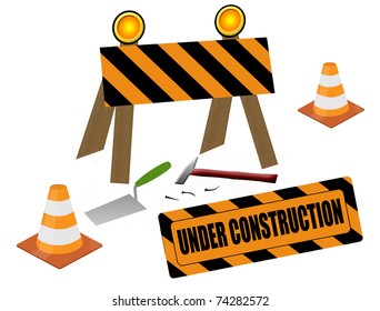 Under Construction Scene On White Background Stock Vector (Royalty Free ...