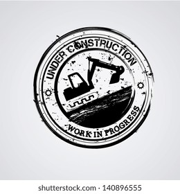 under construction seal over whit background vector illustration