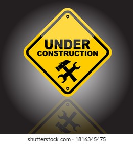 under construction, sign and board, vector