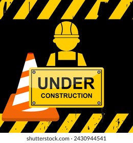 under construction sign and board vector