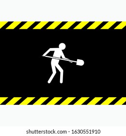 Under Construction Sign Board - Warning Emblem or Sticker,  Attention Symbol Vector.