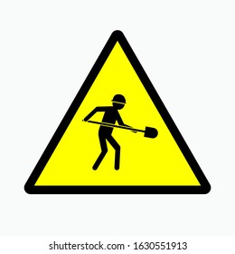 Under Construction Sign Board - Warning Emblem or Sticker,  Attention Symbol Vector.