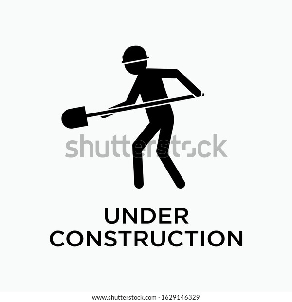 Under Construction Sign Board Warning Emblem Stock Vector Royalty Free