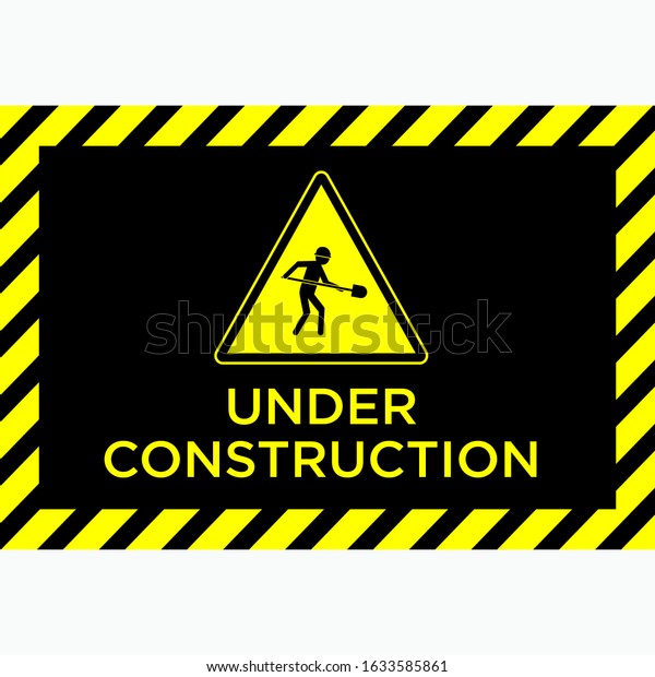 Under Construction Sign Board Warning Emblem Stock Vector (Royalty Free