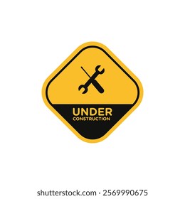 Under construction sign flat line symbol set.