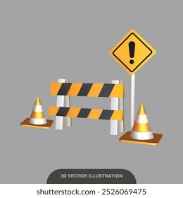 Bauschild auf grauem Hintergrund. 3D-Gitter, Vektorgrafik