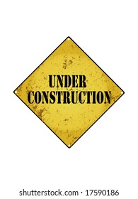 Under construction sign with grunge effect.