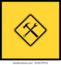 Under construction sign with hammer and wrench symbol. Vector illustration design.