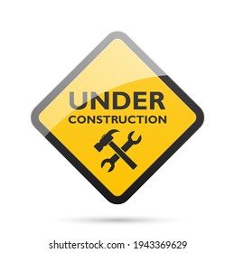 Under construction sign isolated on white background, vector illustration