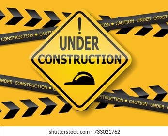 under construction sign label background vector illustration