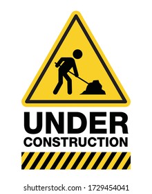 Under construction sign, a man digging ground icon, vector design.