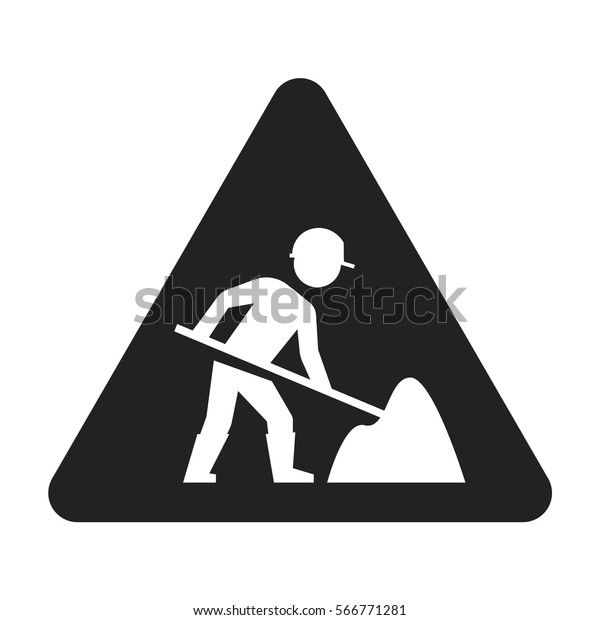 Under Construction Sign Man Digging Ground Stock Vector Royalty Free