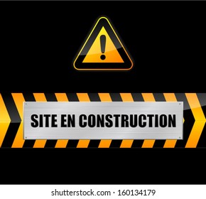 Under construction sign on a black background