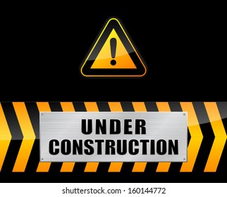 Under construction sign on a black background