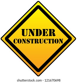 Under construction sign on a white background