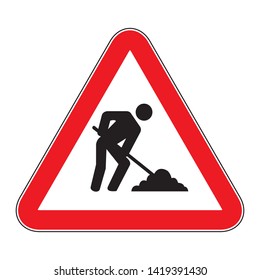 Under construction sign on white background drawing by illustration