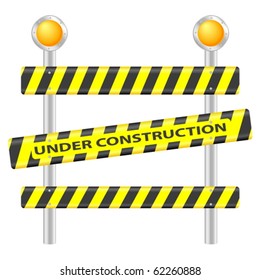Under construction sign on a white background. Vector illustration.