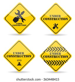 Under Construction Sign Set. Vector Illustration Eps10