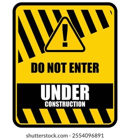 Under construction sign and sticker vector