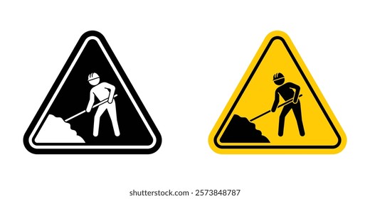 Under construction sign vector in filled and 3 stroke weights