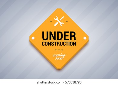 Under construction sign. Vector illustration for website.