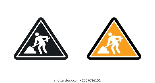Under construction sign vectors in black and colored version