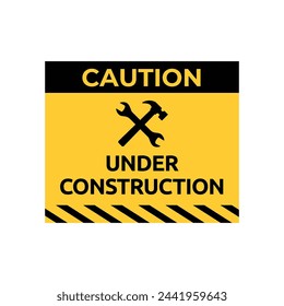 Under Construction Sign in White Background.