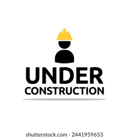 Under Construction Sign in White Background.