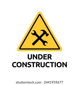 Under Construction Sign in White Background.