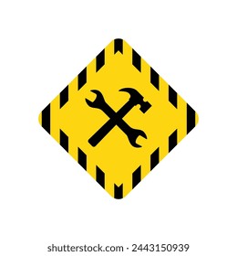 Under Construction Sign in White Background.