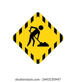 Under Construction Sign in White Background.