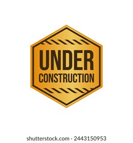 Under Construction Sign in White Background.