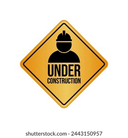 Under Construction Sign in White Background.