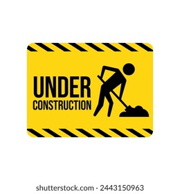 Under Construction Sign in White Background.