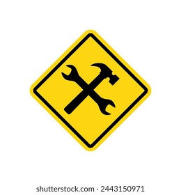 Under Construction Sign in White Background.