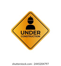 Under Construction Sign in White Background.
