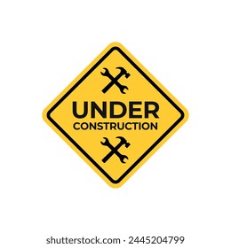 Under Construction Sign in White Background.