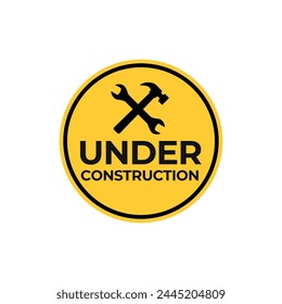 Under Construction Sign in White Background.