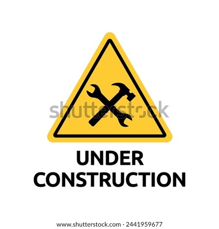 Under Construction Sign in White Background.