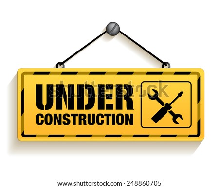 Under Construction Sign in White Background. 3D Mesh Vector illustration