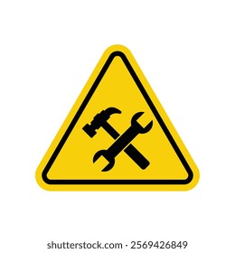 under construction sign yellow vector