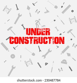 Under construction signal over color background
