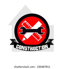 Under construction signal over color background