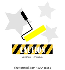 Under construction signal over color background
