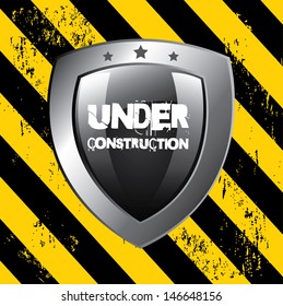 under construction signal over lineal background vector illustration  